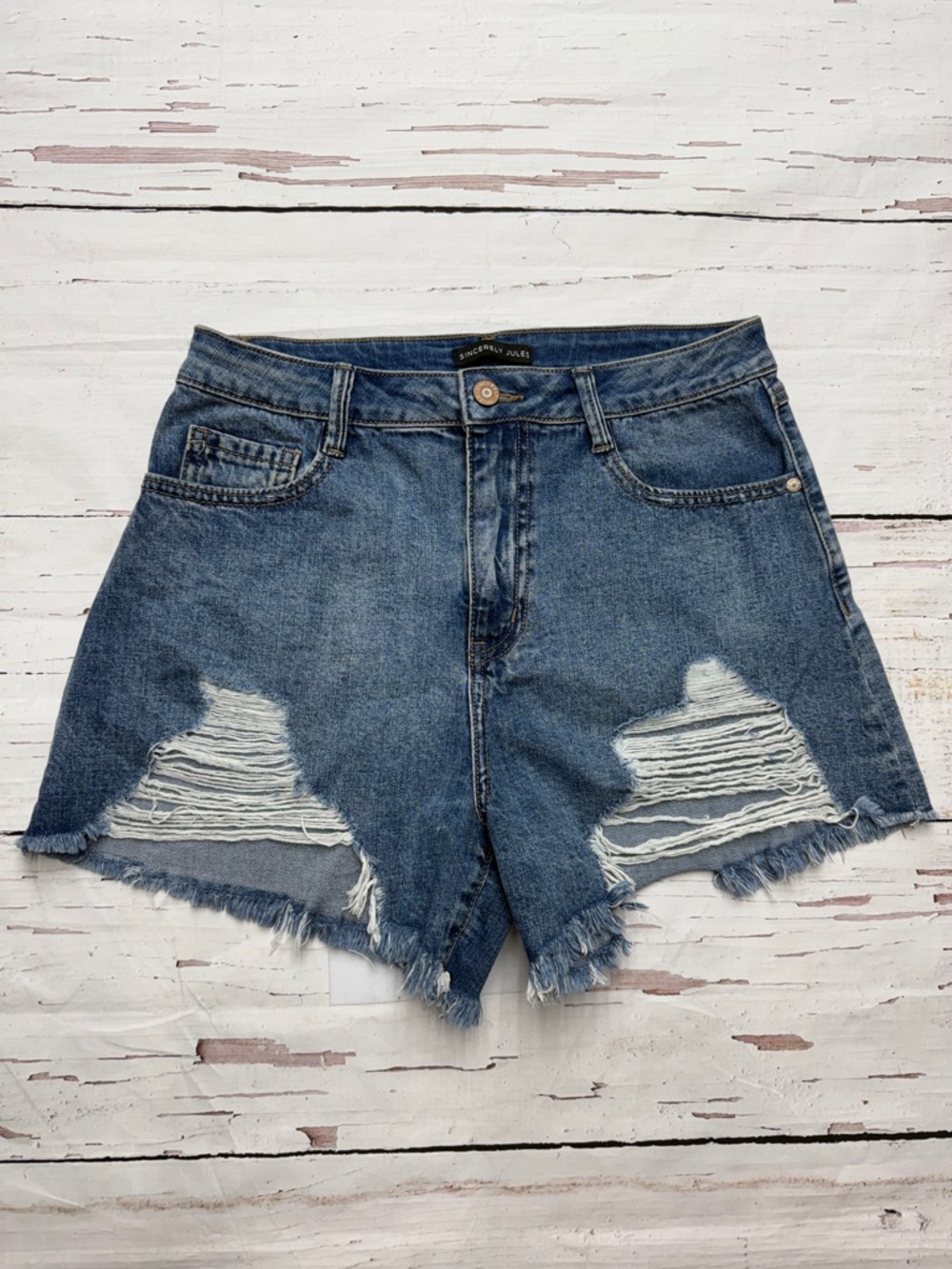 Sincerely Jules Distressed‎ Denim Cutoff Shorts Blue 5/27 Y2K